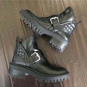 Zara Trafaluc Black Ankle Combat Boots Size 40